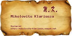 Mikolovits Klarissza névjegykártya